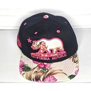 California Republic Cali Men's Fitted Hat Pink Floral